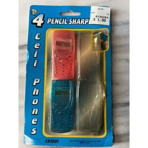 VTG 2 Cell Phone Novelty Pencil Sharpeners Red Blue Plastic Y2K School Supplies